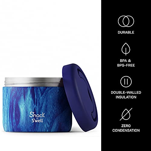 S'well S'nack Stainless Steel Food Container - 24 Oz - Azure Forest - Double-Layered Insulated Bowls Keep Food Cold for 8 Hours and Hot for 6 - BPA-Free