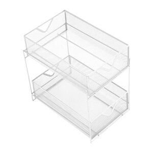 Mind Reader Sliding Metal Baskets, Cabinet Storage Organizer, Home, Office, Kitchen, Bathroom, One Size, White 2 Tier Mesh