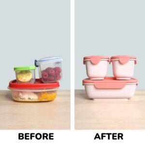 Connecting Bento Box Food Storage Containers | OmieBox OmieGo | Snack Container, Meal Prep, Leak Proof Airtight Food Storage, Adult Lunch Box