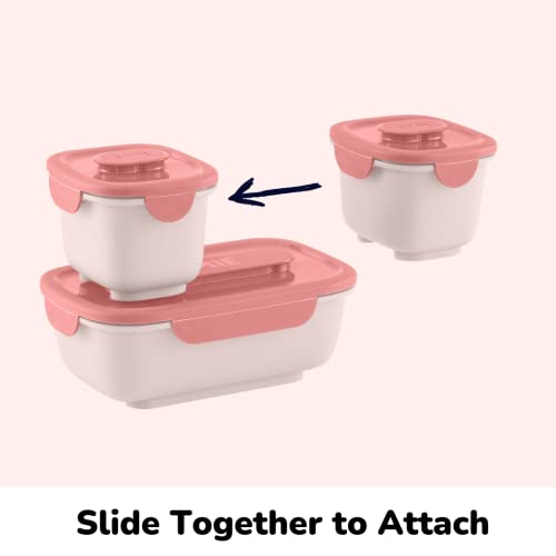 Connecting Bento Box Food Storage Containers | OmieBox OmieGo | Snack Container, Meal Prep, Leak Proof Airtight Food Storage, Adult Lunch Box