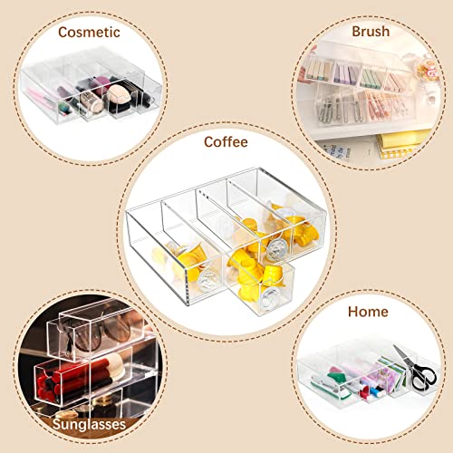 Acrylic Coffee Capsule Holder- 4 Compartment Clear Acrylic Coffee Pod Holder Coffee Pod Storage Drawer K Cup Holder Desktop Organizer Box for Coffee Bar Accessories