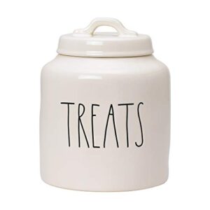 rae dunn ceramic cookie jar, dog biscuit kitchen canister with lid, hand-lettered “treats” snack jar