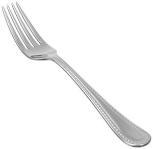 amazon basics stainless steel dinner forks with pearled edge, pack of 12