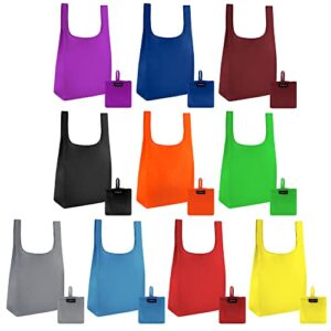 ripstop reusable grocery shopping bag – replace paper and plastic bags with large, strong eco friendly bags. turns into a carrying pouch when folded into its own pocket. (colors | 10-pack)