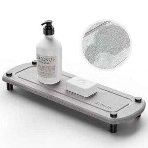 zrfmib sink caddy, instant dry sink organizer, natural diatomite material, stainless steel feet with rubber bottom, modern home design, suitable for bathroom and kitchen, gray