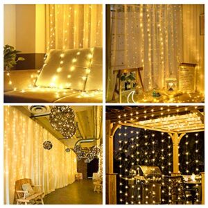 Fairy Curtain Lights for Bedroom 300 LED,SUWITU Christmas String Lights USB Plug in 8 Modes Wall Hanging Twinkle Lights with Remote Control for In/Outdoor Wedding Party Backdrop Xmas Decor(9.8x9.8FT)