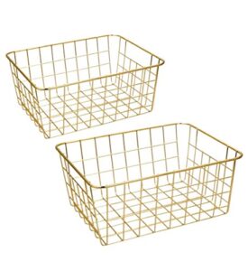 wire baskets, gold 2 pack wire basket, organizing storage crafts decor kitchen (gold copper)