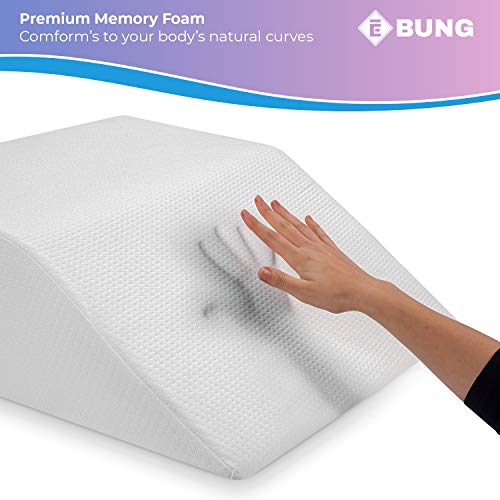 Leg Elevation Memory Foam Pillow with Removeable, Washable Cover - Elevated Pillows for Sleeping, Blood Circulation, Leg Swelling Relief and Sciatica Pain Relief - Pillow for Back Pain and Pregnancy