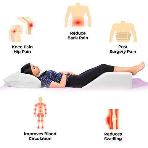 Leg Elevation Memory Foam Pillow with Removeable, Washable Cover - Elevated Pillows for Sleeping, Blood Circulation, Leg Swelling Relief and Sciatica Pain Relief - Pillow for Back Pain and Pregnancy