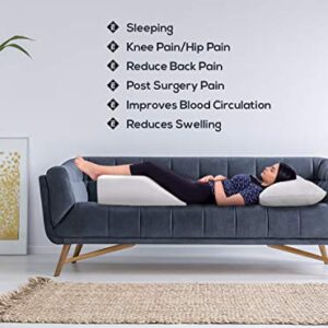 Leg Elevation Memory Foam Pillow with Removeable, Washable Cover - Elevated Pillows for Sleeping, Blood Circulation, Leg Swelling Relief and Sciatica Pain Relief - Pillow for Back Pain and Pregnancy