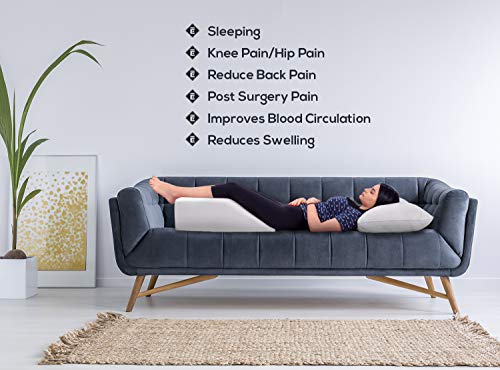 Leg Elevation Memory Foam Pillow with Removeable, Washable Cover - Elevated Pillows for Sleeping, Blood Circulation, Leg Swelling Relief and Sciatica Pain Relief - Pillow for Back Pain and Pregnancy