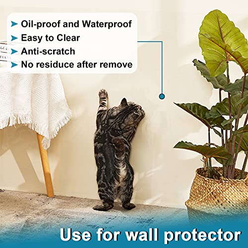 Clear Contact Paper Roll Self-Adhesive Wall Protector 15.7in X 9.84ft - Used as a Transfer Paper for Vinyl, Book Cover, Whiteboard, Shelf Drawer Liner, Wallpaper, Cat Dog Scratch Protector Shackcom