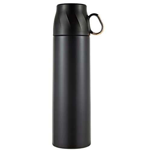 Sonncson Stainless Steel Insulated Water Bottle,Vacuum Thermoses Cup with Handle & Leakproof Lid,Double Walled Flask Coffee Cup Keep Hot & Cold 12 Hours,Sport Travel Mug BPA Free 17oz (Black)