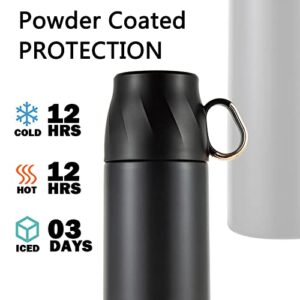 Sonncson Stainless Steel Insulated Water Bottle,Vacuum Thermoses Cup with Handle & Leakproof Lid,Double Walled Flask Coffee Cup Keep Hot & Cold 12 Hours,Sport Travel Mug BPA Free 17oz (Black)