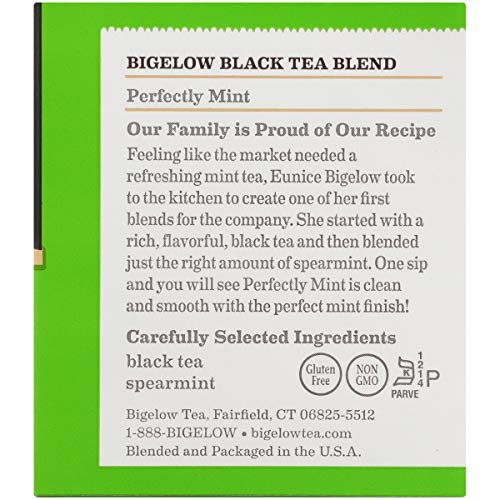 Bigelow Perfectly Mint Black Tea, Caffeinated, 20 Count (Pack of 6), 120 Total Tea Bags