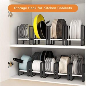 Akamino Large Plate Holders Organizer, Metal Dish Storage Dying Display Rack for Kitchen Cabinet Countertop - Non-Slip & Rustproof（White & Black）