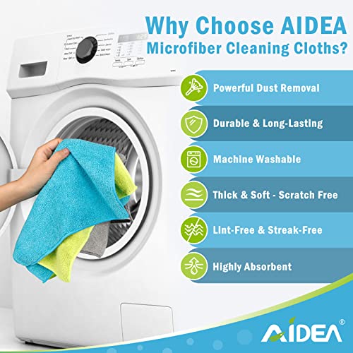 AIDEA Microfiber Cleaning Cloths-24Pack, Softer Highly Absorbent, Lint Free Streak Free for House, Kitchen, Car, Window Gifts(12in.x12in.)