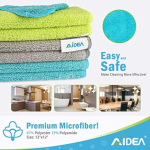 AIDEA Microfiber Cleaning Cloths-24Pack, Softer Highly Absorbent, Lint Free Streak Free for House, Kitchen, Car, Window Gifts(12in.x12in.)