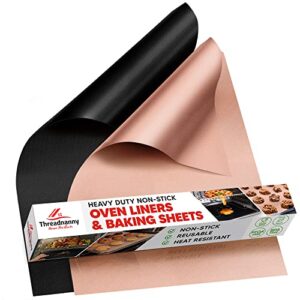 1 pack oven liners & 1 pack baking sheets heavy duty nonstick for bottom of electric oven protectors