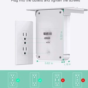 Wall Outlet Extender - Surge Protector 6 AC Outlets Multi Plug Outlet with Shelf, 2 USB and USB C Charging Ports Wall Plug Expander, USB Wall Charger Outlet Splitter for Home Dorm