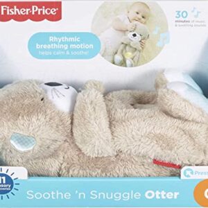 Fisher-Price Soothe 'n Snuggle Otter, Portable Plush Soother with Music, Sounds, Lights and Breathing Motion