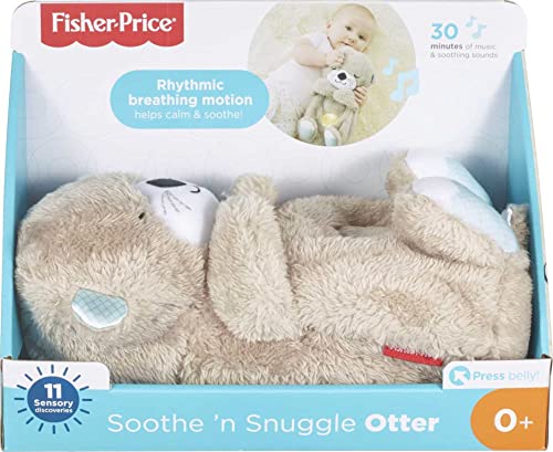 Fisher-Price Soothe 'n Snuggle Otter, Portable Plush Soother with Music, Sounds, Lights and Breathing Motion