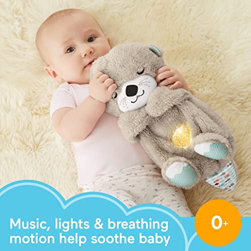 Fisher-Price Soothe 'n Snuggle Otter, Portable Plush Soother with Music, Sounds, Lights and Breathing Motion