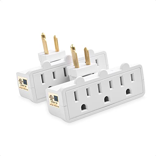 [UL Listed] Cable Matters 2-Pack 3 Outlet Grounded 180 Degree Swivel Wall Tap in White (Swivel Outlet, 3 Plug Outlet Adapter, Multi Plug Outlet, Outlet Extender)