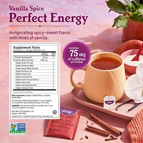 Yogi Tea - Energy Tea Variety Pack Sampler (3 Pack) - Sweet Tangerine Positive Energy, Raspberry Passion Perfect Energy, and Vanilla Spice Perfect Energy - Contains Caffeine - 48 Tea Bags
