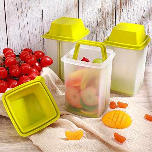 CHENGU Jalapeno Container 3 Pieces Pickle Containers with Strainers Pick a Deli Containers Square Jalapeno Dispenser Large Pickle Keeper Pickled Food Container for Home Kitchen Tools Supplies (Green)