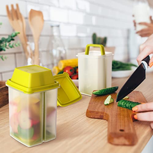 CHENGU Jalapeno Container 3 Pieces Pickle Containers with Strainers Pick a Deli Containers Square Jalapeno Dispenser Large Pickle Keeper Pickled Food Container for Home Kitchen Tools Supplies (Green)