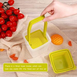 CHENGU Jalapeno Container 3 Pieces Pickle Containers with Strainers Pick a Deli Containers Square Jalapeno Dispenser Large Pickle Keeper Pickled Food Container for Home Kitchen Tools Supplies (Green)