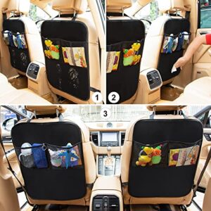 Kick Mats with Organizer - 2 Pack Backseat Protector Seat Covers for Your Car, SUV, Minivan or Truck Seats - Vehicle Back Seat Kids Safety Accessories - Universal Fit Automotive Interior Protectors