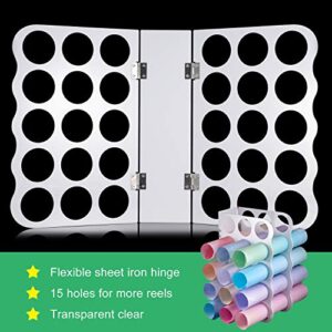 15-Holes Vinyl Storage Rack Acrylic Storage Organizer Multiple Large Holes Display Stand for Vinyl Rolls and More (12 Inch x 7.8 Inch, Aperture 2 Inch) (White)