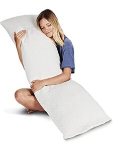 snuggle-pedic long body pillow for adults – big 20×54 pregnancy pillows w/ shredded memory foam & bamboo cooling pillow cover – cuddle pillow for bed, firm maternity side sleeper pillow insert to hug