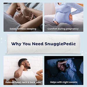 Snuggle-Pedic Long Body Pillow for Adults - Big 20x54 Pregnancy Pillows w/ Shredded Memory Foam & Bamboo Cooling Pillow Cover - Cuddle Pillow for Bed, Firm Maternity Side Sleeper Pillow Insert to Hug