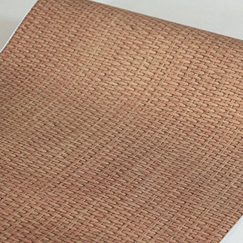 Yifely Light Brown Weave Wood Grain Furniture Paper Self-Adhesive Shelf Liner Door Sticker 17.7 Inch by 9.8 Feet