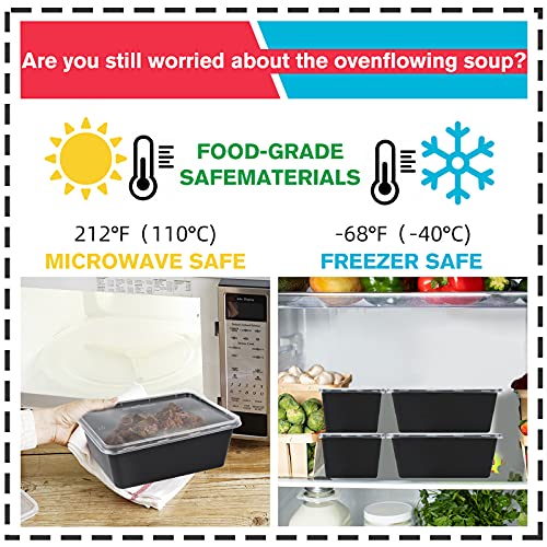 Meal Food Prep Container,50 Pack / 26 OZ Food Storage Containers with lids,Disposable Airtight Bento Box Reusable Plastic Lunch Box Kitchen Food Take-Out Healthy Box Microwave,Dishwasher,Freezer Safe