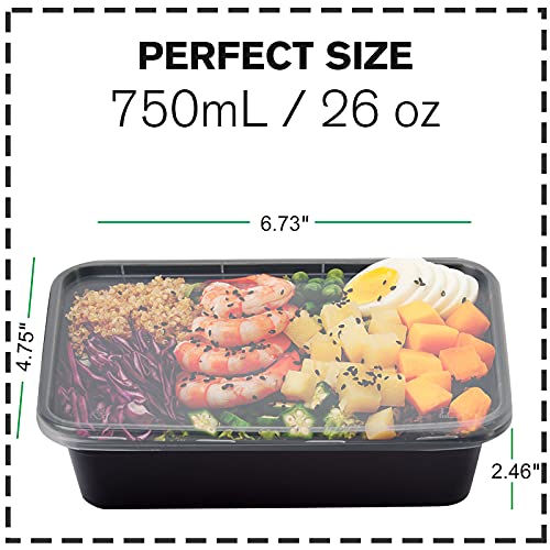 Meal Food Prep Container,50 Pack / 26 OZ Food Storage Containers with lids,Disposable Airtight Bento Box Reusable Plastic Lunch Box Kitchen Food Take-Out Healthy Box Microwave,Dishwasher,Freezer Safe