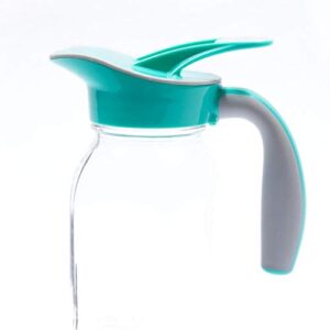 Ergo Spout mason jar traditional styled spout with ergonomic handle for syrup, dressing, gravy, sauce – nonsealing flip top cover (REGULAR MOUTH, Vintage Blue - Teal)