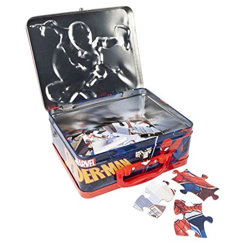 Spiderman Large Lunch Tin Box with 24pc puzzle inside