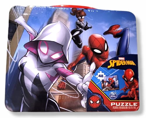 Spiderman Large Lunch Tin Box with 24pc puzzle inside