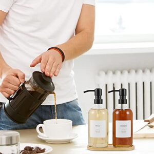 Coffee Syrup Dispenser for Coffee Station | Glass Syrup Dispenser for Coffee Bar | Includes 2 Glass Syrup Bottle, Pumps and Labels, 16.9 oz 500 ml.