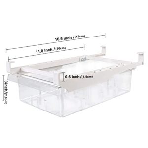 shopwithgreen 2 Pack Refrigerator Organizer Bins with Handle, Pull-out Fridge Drawer Organizer, Freely Pullable Refrigerator Storage Box with 2 Divided Sections, Fit for 0.6'' Fridge Shelf