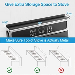 EMBATHER Magnetic Shelf for Kitchen Stove, 30'' Stove Top Shelf Over The Stove, Stove Spice Rack Fits for Flat Top Stove, Kitchen Storage Organizer, Black