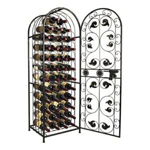 OOir onOO Wine Rack Freestanding Floor Wrought Iron Wine Rack Jail 45 Bottles Wine Holder 53 Inch Large Hand Made European Style Wine Rack - Bronze