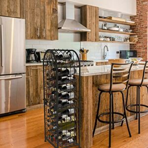 OOir onOO Wine Rack Freestanding Floor Wrought Iron Wine Rack Jail 45 Bottles Wine Holder 53 Inch Large Hand Made European Style Wine Rack - Bronze