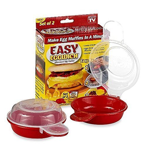 LI&HI Easy Eggwich Microwave Egg Cooker, Red and clear