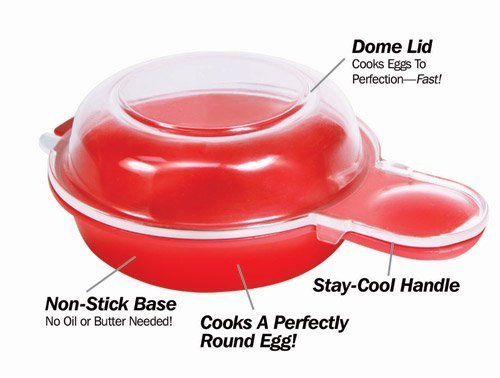 LI&HI Easy Eggwich Microwave Egg Cooker, Red and clear