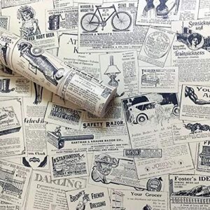 lependor 17.71″ x 118″ vintage newspaper self adhesive paper peel & stick wallpaper for bedroom livingroom decor – 17.71″ x 9.8 ft